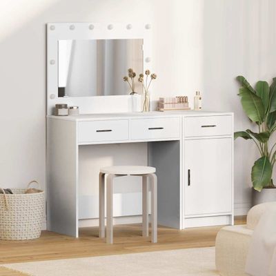 vidaXL Toaletný stolík so zásuvkou 2 pcs Biela Kompozitné drevo
