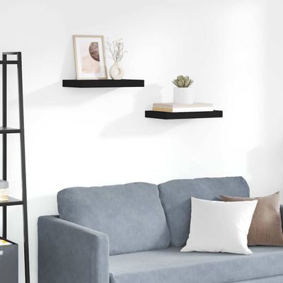 vidaXL Plávajúce nástenné police 2 ks, čierne 40x23,5x3,8 cm, MDF