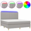 vidaXL Posteľ boxsping s matracom a LED bledosivá 160x200 cm látka