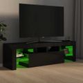 vidaXL TV skrinka s LED svetlami, lesklá čierna 140x36,5x40 cm