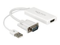 Video / audio adaptér - USB, 15 pin D-Sub (DB-15) s pinmi (male) do HDMI so zdierkami (female) - 25 cm - biela