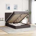 VidaXL Osmanská posteľ s matracom a LED diódami tmavohnedá látka