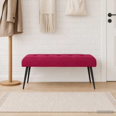vidaXL Lavica s gombíkovým prešívaním Víno červené 110 x 40 x 46 cm