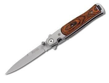Magnum 01YA101 Stiletto vreckový nôž 8,3 cm, drevo Pakka