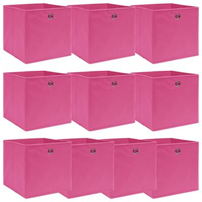vidaXL Úložné boxy 10 ks, ružové 32x32x32 cm, látka