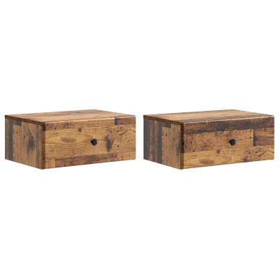 vidaXL Nástenná nočná skrinka 2 pcs Staré drevo 49 x 34,5 x 20 cm