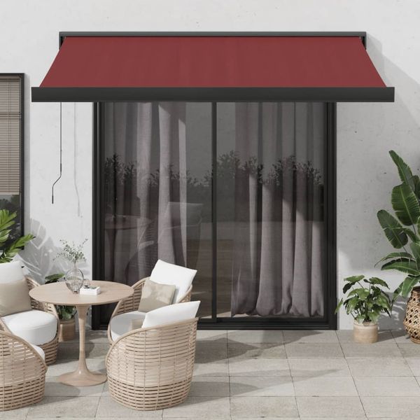 vidaXL Ručne zaťahovacia markíza vínová 350x250 cm