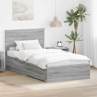 vidaXL Rám postele Sivý Sonoma 100 x 200 cm Kompozitné drevo