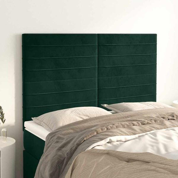 vidaXL Čelo postele tmavozelené 144x5x118/128 cm zamatové