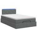 vidaXL Ottoman posteľ s matracom a LED Tmavosivá 120 x 190 cm Látka