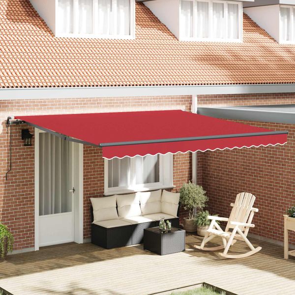 vidaXL Sklopná markíza Červená 400 × 350 cm Tkanina a hliník