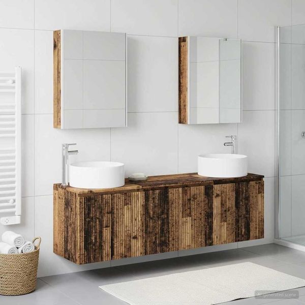 vidaXL Set kabinetov do kúpeľne 5 pcs Staré drevo Kompozitné drevo