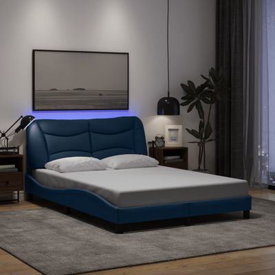 vidaXL Rám postele s LED bez matraca Hvar Modrá 120x200 cm Látka