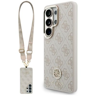 Obal Guess 4G Big Rhinestone Triangle Strap MagSafe pre Samsung Galaxy S26 Ultra ružová