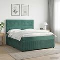 vidaXL LED boxspring posteľ s matracom Tmavozelená 180 x 200 cm Zamat
