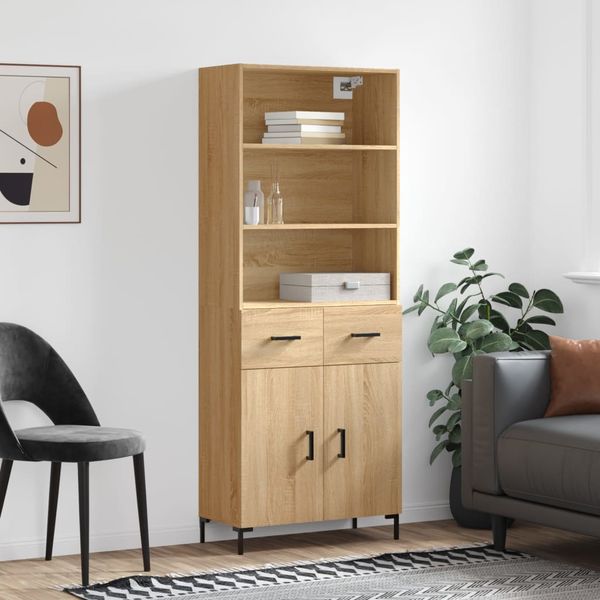 vidaXL Vysoká skrinka dub sonoma 69,5x34x180 cm spracované drevo