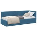 vidaXL Rohový rám postele s čelnou doskou Modrá 80 cm x 200 cm Zamat