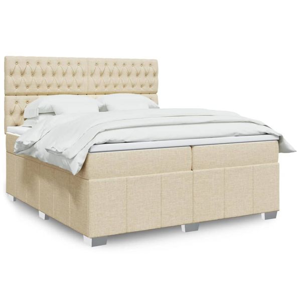 vidaXL Boxspring posteľ s matracom krémová 200x200 cm látka