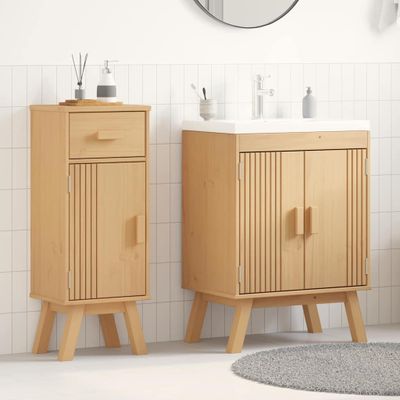 vidaXL Sada kúpeľňového nábytku s dverami 2 pcs Hnedá Borovicový masív