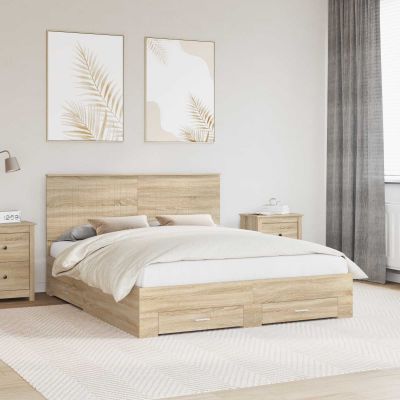 vidaXL Rám postele Sonoma dub 160 x 200 cm Kompozitné drevo
