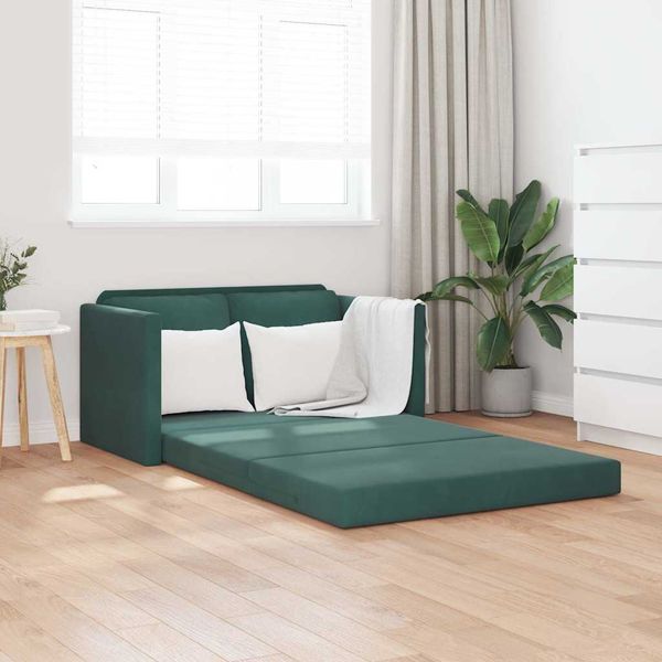 vidaXL Podlahová rozklad. pohovka 2v1 tmavozelená 122x204x55 cm zamat