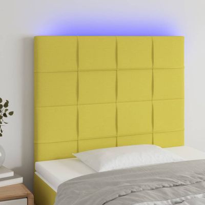 vidaXL Čelo postele s LED zelené 90x5x118/128 cm látka