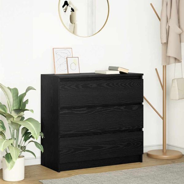 vidaXL Komoda dub čierny 80x35x76 cm kompozitné drevo