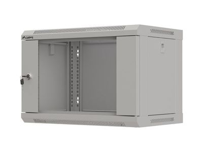 Lanberg 19'' racková skriňa pro montáž na stenu 6u/540x350 (flat pack) s prosklenými dverami šedá
