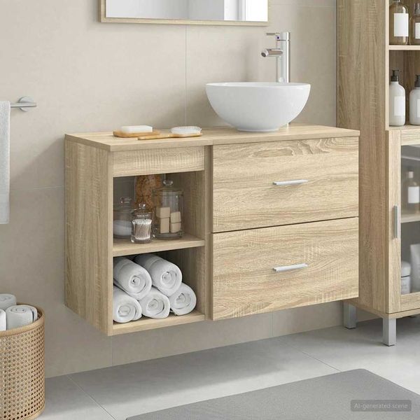 vidaXL Sada kúpeľňového nábytku 2 pcs Dub sonoma Kompozitné drevo