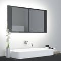 vidaXL LED kúpeľňová zrkadlová skrinka lesklá sivá 90x12x45 cm akryl