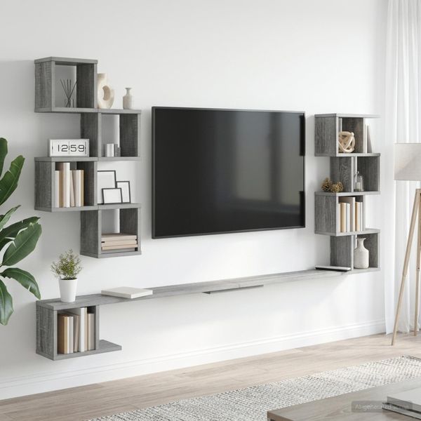 vidaXL Nástenná polica na TV Sivý Sonoma 180 x 15 x 94 cm