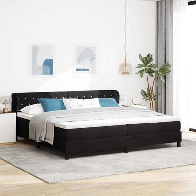 vidaXL Posteľ s pružinovým rámom s matracmi Čierna 200 x 200 cm Zamat