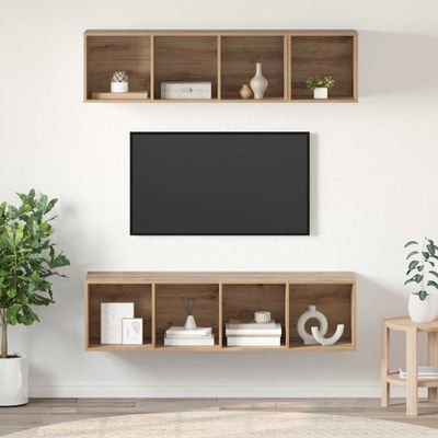 vidaXL Zostava TV skriniek 3 pcs Remeselný dub Kompozitné drevo