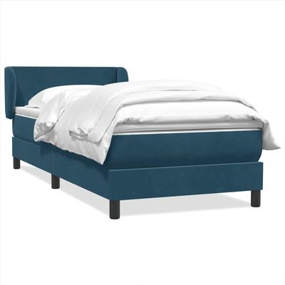 vidaXL Posteľný rám boxsping s matracom tmavomodrý 90x210 cm zamat
