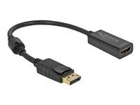 Video adaptér - DisplayPort s pinmi (samec) s jazýčkom do HDMI so zdierkami (samica) - 20 cm - čierna - pasívny, podpora 4K30Hz
