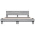vidaXL Posteľný rám sivý dub sonoma 200x200 cm kompozitné drevo a kov
