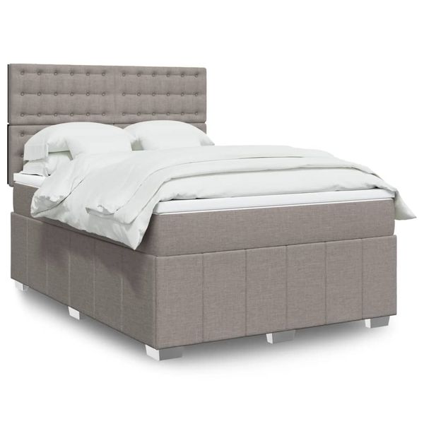 vidaXL Posteľný rám boxspring s matracom sivohned 140x200 cm látka