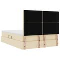 vidaXL Postel s úložným prostorem a matrací Krémová 140 x 200 cm látka