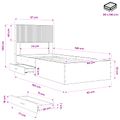 vidaXL Posteľový rám s úložným priestorom a čelom Biela 90 x 190 cm