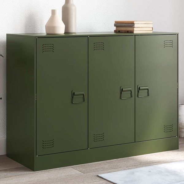 vidaXL Komoda olivovozelená 99x39x73 cm oceľ