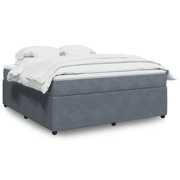 vidaXL Posteľný rám boxspring s matracom tmavosivý 180x200 cm zamat