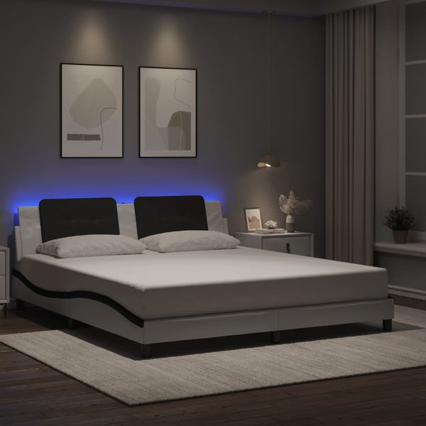 vidaXL Rám postele s LED bez matraca Zadar biely a čierny 180x200 cm