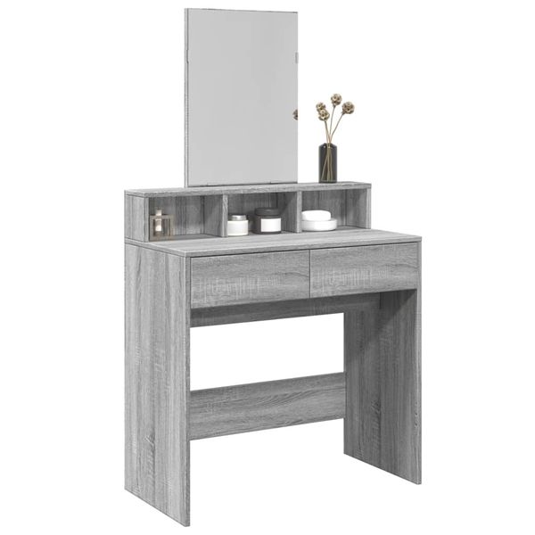 vidaXL Toaletný stolík so zrkadlom sivý sonoma 80x41x144,5 cm