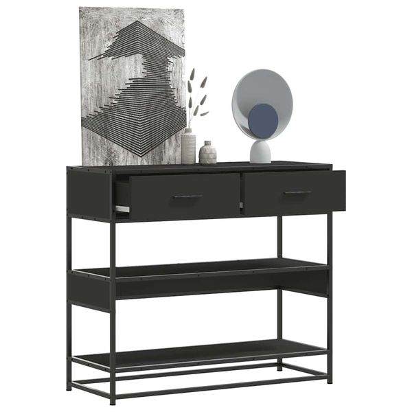 vidaXL Konzolový stolík čierna 90x35x80 cm kompozitné drevo