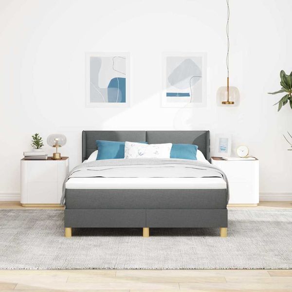 vidaXL Posteľ s pružinovým rámom Tmavo šedá 200 x 140 cm látka