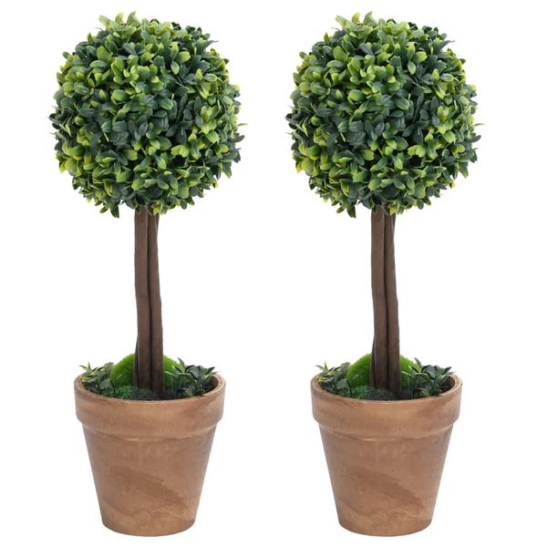 vidaXL Umelé krušpány v tvare gule 2 ks s črepníkmi zelené 56 cm