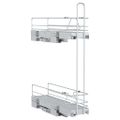 vidaXL Vysúvacie drôtené košíky 2 poschodia strieborné 47x12x56 cm