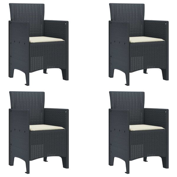 vidaXL Záhradná stolička 4 pcs Antracit 53 x 49 x 85 cm Polypropylén
