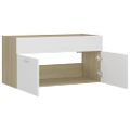 vidaXL Skrinka pod umývadlo biela+sonoma 90x38,5x46cm kompozitné drevo