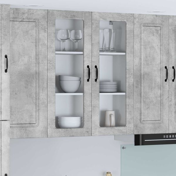 vidaXL Nástenný sklenený kabinet LUCCA Betónovo sivá 80 x 31 x 100 cm